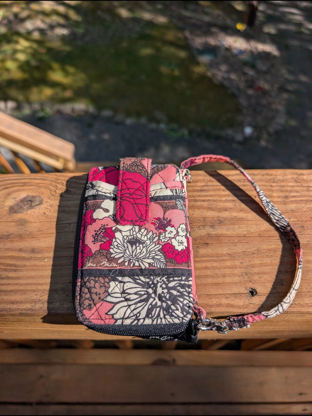 Vera Bradley Floral Quilted Wristlet in Pink, Coral, Cream